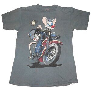Vintage 1995 Animaniacs Pinky & The Brain Bikers for Dominiation T-Shirt Large